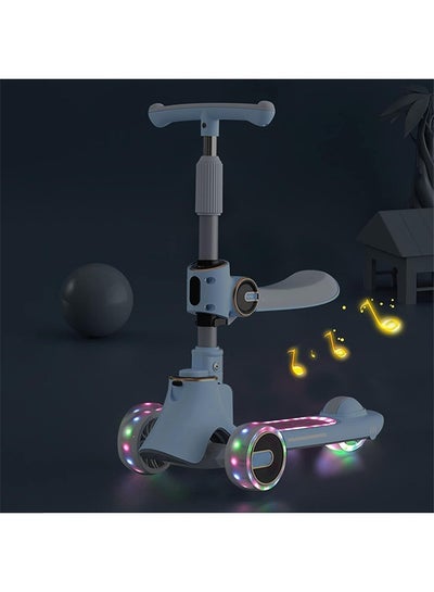Buy 3 in 1 Kick Scooter Upgraded Adjustable Height Handlebars and Removable Seat 3 LED Music Lighted Wheels and Anti-Slip Deck for Boys Girls Aged 3-12 in Saudi Arabia