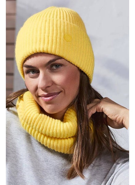 Buy Women Brim Lined Fleece Beanie, Yellow in Saudi Arabia