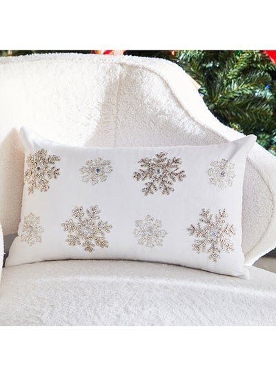 Buy Festive Xmas Snowflake Filled Cushion 50 x 30 cm in UAE