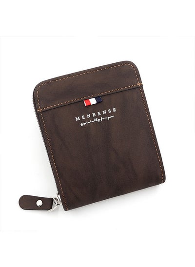 Buy Casual Leather Men's Bifold Short Wallet Card Holder Certificate Zipper Money Bag for Business Commute in Saudi Arabia