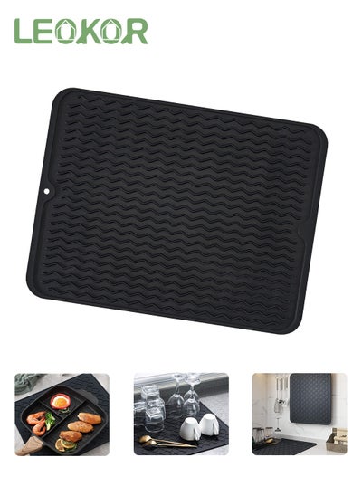 Buy Kitchen Counter Dish Drying Mats Silicone Non-Slip Easy Clean Heat-resistant Dish Drainer Mat for Kitchen Counter, Sink, Refrigerator or Drawer Liner in Saudi Arabia