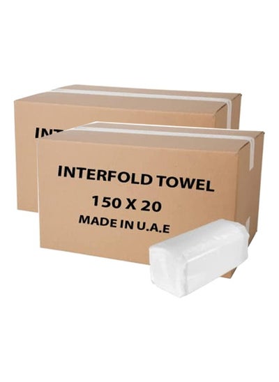 Buy Interfold Hand Towel Tissue Paper - 150 Sheet Pack of 20 Box of 2 in UAE