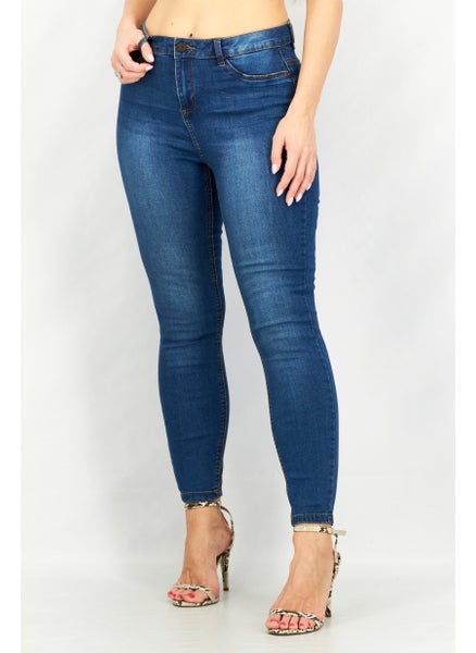 Buy Women Skinny Fit Wash Stretchable Denim, Blue in UAE