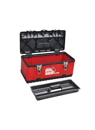 Buy Heavy Duty Steel and Plastic Tool Box with Clasp Lock Red and Black 20.3 x 47 x 23.8 cm TRJF-3015N in Saudi Arabia