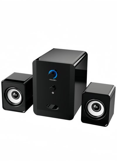 اشتري 3-Piece Set S-201 Stereo Bass Subwoofer Wired Speaker, Suitable For Desktop Computer Speakers, Notebooks, Mobile Phone Speakers, USB Subwoofers - Black في السعودية