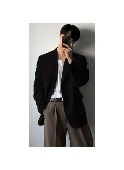 Buy Stylish Casual Mens Blazer Spring Autumn Black high-end in Saudi Arabia