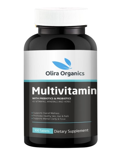 Buy Multivitamin With Prebiotic, 100 million CFU Probiotics, Vitamin C, Vitamin D, and Zinc| Advanced Formula With Ginseng, Tribulus, Moringa, Garcinia, Ginkgo & Grape Seed Extract | Formulated With 43 Herbs For Energy, Antioxidant, Hair & Skin Support | For Men & Women 100 Tablets in UAE