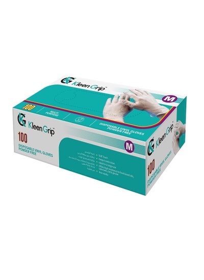 Buy 100 Disposable Vinyl Gloves Powder Free Medium Kleen Grip Brand in UAE