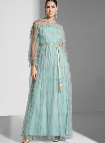 Buy Embellished Belted Tiered Dress in Saudi Arabia