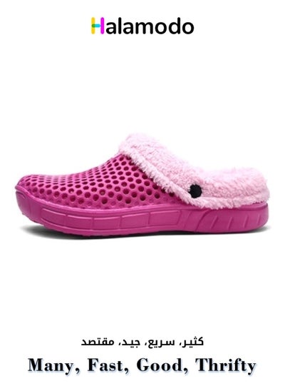 Buy Pink Breathable Velvet Anti-slip Slippers in UAE