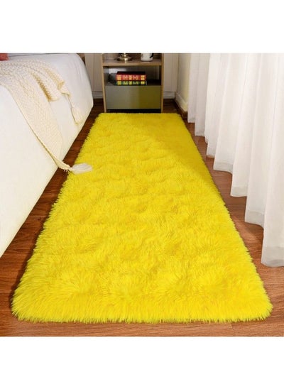 اشتري Fluffy Rugs 2X6Ft Cute Runner Rugs For Bedroom High Pile Beside Rug For Living Room Indoor Throw Rugs For Girls Kids Room Home Yellow في الامارات