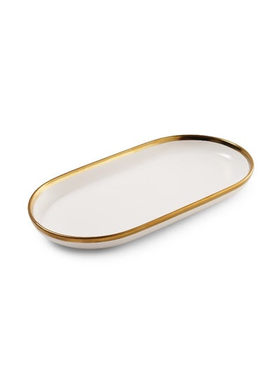 اشتري Regale Oval Platter 30X17X3Cm - White And Gold في الامارات