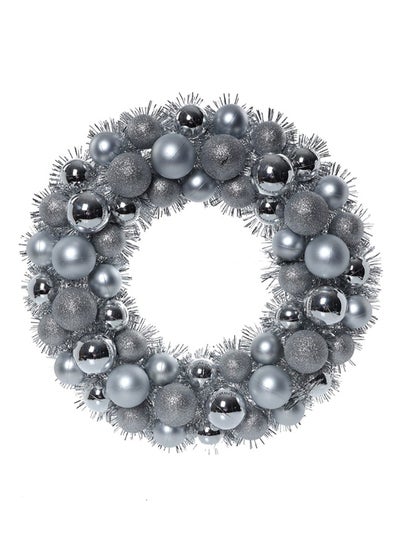 اشتري 56-Pieces Tinsel Balls Christmas Wreath, Silver في الامارات