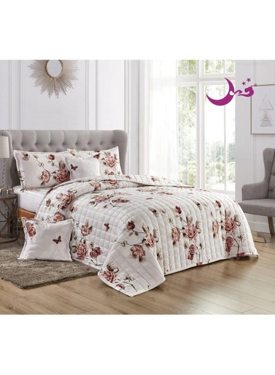 Buy Quilt set, soft velvet, soft, 6 pieces, compressed filling, quilt size 220 by 240 cm in Saudi Arabia