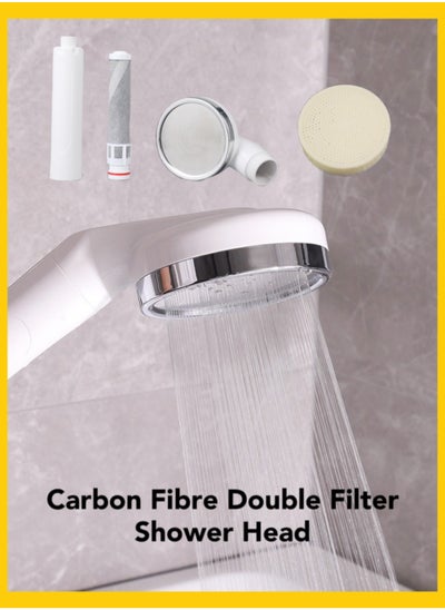 Buy Shower Head Filter, 2 Layers Filtration Removes Chlorine for Skin and Hair Care, High Pressure Water Saving Purifying Shower Head with Carbon Fiber Filter, Universal Showerhead for Low Pressure in UAE