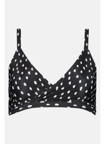 اشتري Women Non Padded Polka Dot Bikini Top, White/Black في الامارات