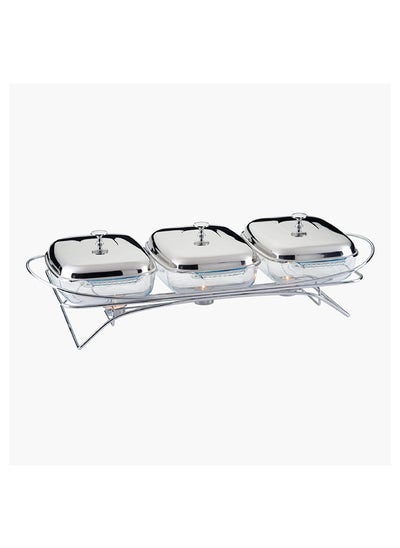 Buy Feast 3-Piece Steel Food Warmer Set 1.5 L in UAE