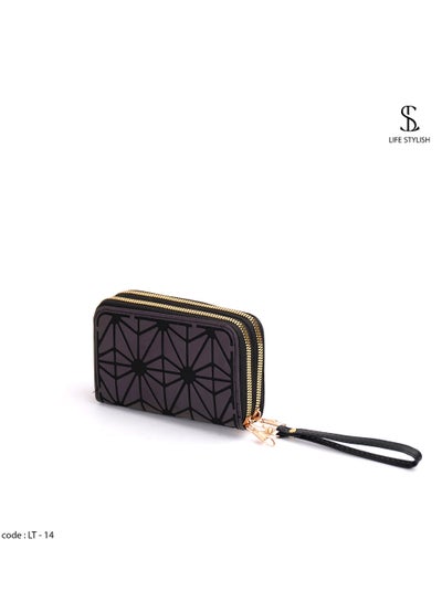 Buy LT-14  Wallet with two zippers suede 3D -Black in Egypt