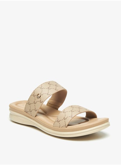 Buy Women Monogram Print Slip-On Sandals in Saudi Arabia