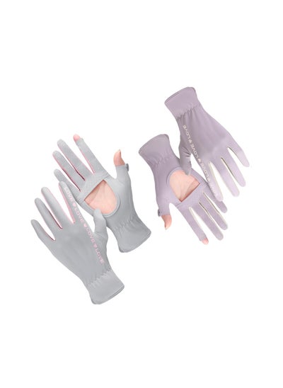 اشتري Summer Sun Gloves, 2 Pairs Summer Women Driving Gloves, UV Protection Gloves, Full Finger Touchscreen Non Slip Quick Dry Gloves Breathable Summer Outdoor Gloves for Women في السعودية