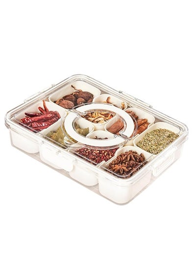 Buy Divided Tray with Lid and Handle, Snack Tray with Lid, Vegetable Tray Fruit Tray, Snack Box Deli Container, Plastic Food Storage Organizer Box for Snack Fruit Vegetable Candy Nut Picnic in UAE