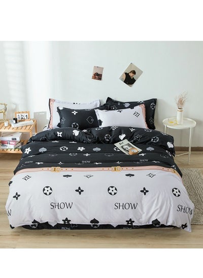 اشتري 4-piece Bedding Set Microfiber Soft Quilt Set With 1 Quilt Cover 1 Flat Sheet And 2 Pillowcases 1.8m Bed（200*230cm） في الامارات