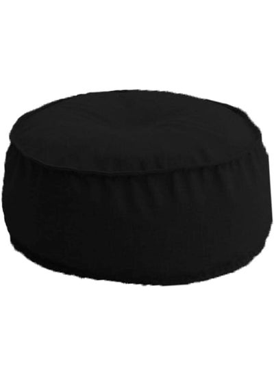 Buy New York Round Ottomans Floor Linen Cushion Black in Saudi Arabia