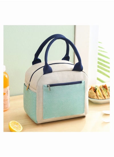 Buy New Color-blocking Insulation Portable Oxford Cloth Aluminum Foil Thickened Waterproof Lunch Bag Box in UAE