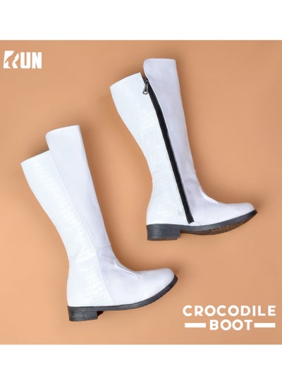 Buy Long Boot Leather CO-2-White in Egypt