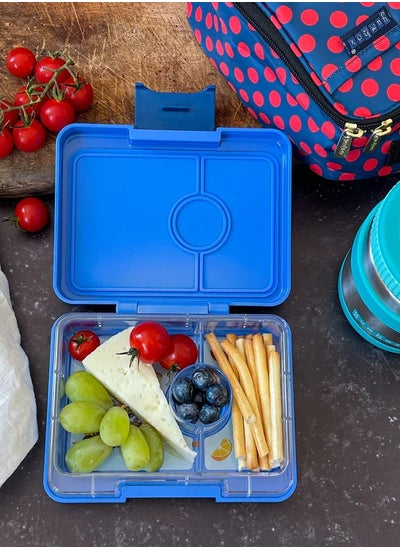 Buy Lunch Box Mini Snack 3-Compartment Leak Proof - BPF Free - Suitable for 4 - 7 Years - Sky Blue Cloud printing True Blue in Saudi Arabia