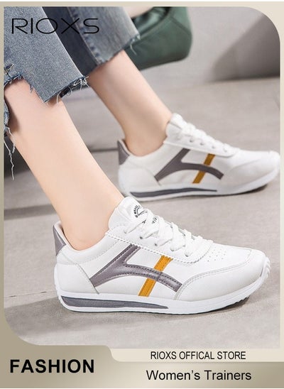 Buy Women's Fashion Sneakers, Casual Low Top Sneaker, Lightweight Sports Shoes For Women, Comfortable Breathable Slip-On Shoes, Laides Flat Shoes, Lace-Up Corsair Shoes, Trainers For Waliking Running Or Daily Wear in Saudi Arabia