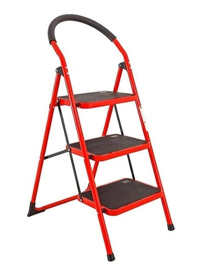 اشتري VIO 3 Step Ladder Folding Step Stool Stepladders with Antislip and Wide Pedal for Home and Kitchen Use Space Saving  3 step ladder Red black في الامارات