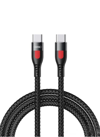 Buy RC-195 Tangle Free Fast Charging Data Cable 1000mm 65W Type C to C - Black in Egypt