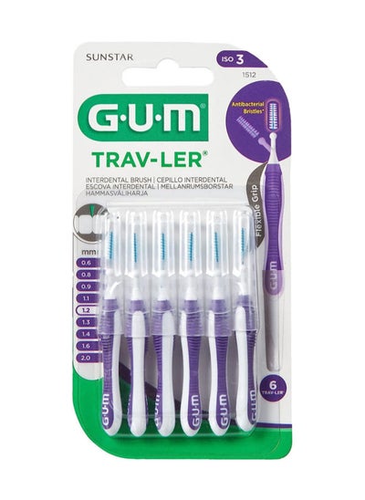 اشتري Travler Plaque Removal  Interdental Brush Purple Ergonomic Comfort Flexible Handle Removes Up to 25% More Wire is Coated Anti Bacterial Protection Bristles Use Gently 6 Pcs في الامارات