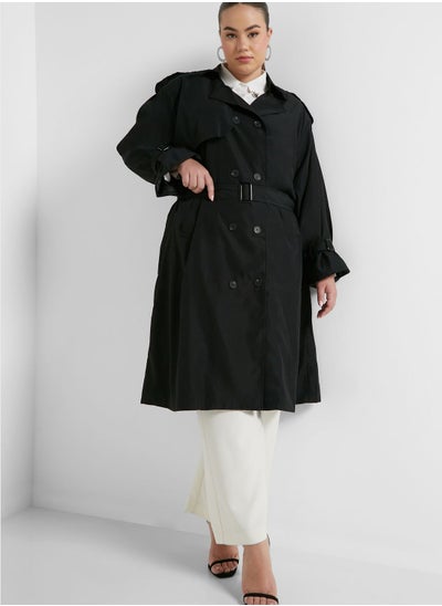 Buy Button Down Belted Trench Coat in UAE