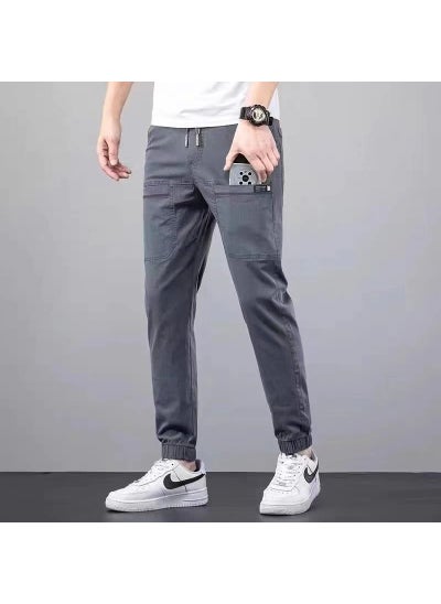 اشتري Summer 2022 Slim Straight-fit Stretch Mens Jeans Dark gray في السعودية