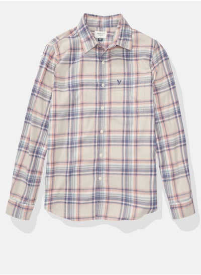 Buy AE Slim Fit Plaid Button-Up Shirt in Saudi Arabia