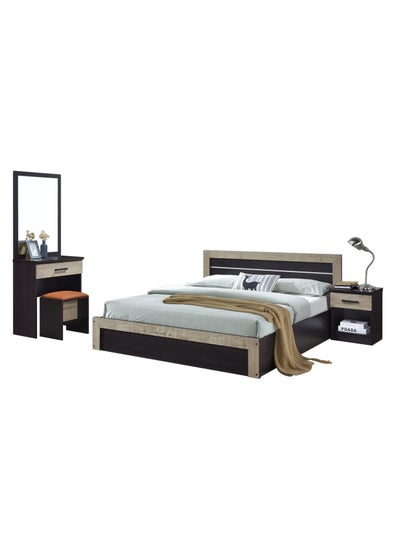 Buy MONTANA 6 PC BEDROOM SET 160X190 CM ENGINEERED WOOD - WENGE & OAK in UAE