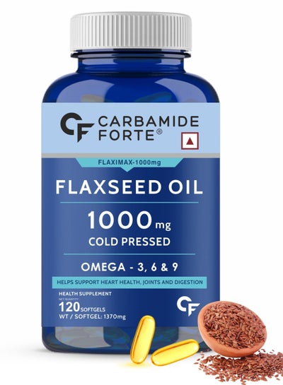 اشتري Cold Pressed Flaxseed Oil Omega 3 6 9 Capsules (1000mg) - 120 Capsules في الامارات