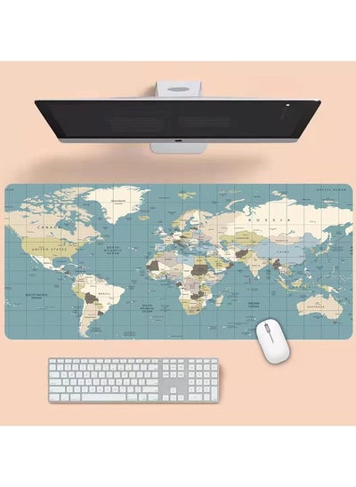 Buy Word Map Gaming Mouse Pad, Large Mousepad Desk Mat for Home and Office, Computer Keyboard Mouse Mat with 3mm Non-Slip Base and Stitched Edge, 800*300*3mm in Saudi Arabia