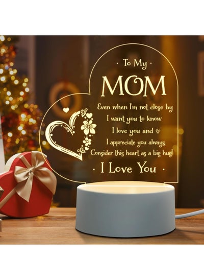 Buy Engraved Night Light for Mom - Perfect Birthday, Mother's Day, Valentine's Day Gift from Daughter or Son - Sentimental Night Lamp Present in Saudi Arabia