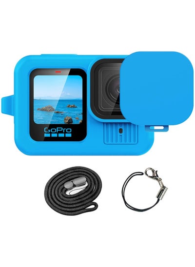 Buy Silicone Sleeve Case for Hero 13 Black, Battery Side Cover &Lens Caps & Lanyard for Go Pro Hero 13 Accessories Kit (Blue) in Saudi Arabia