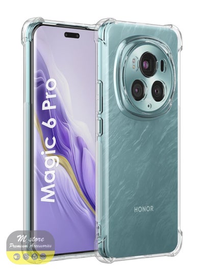 Buy For Honor Magic 6 Pro Shock Proof Silicone protective Back Case Cover Transparent in Saudi Arabia