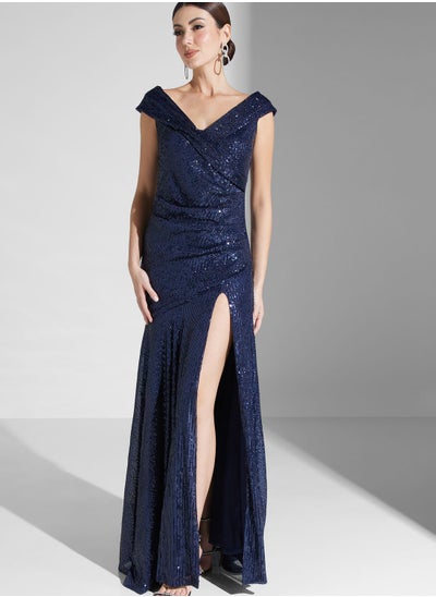 Buy Sequin Detail Side Slit Dress in Saudi Arabia