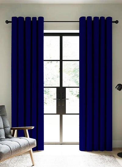 Buy Amali Blackout curtains 2 Panels for living room Decor or bedroom window, noise reduction and light blocking with 20 Grommets in 2 panels long 274cm and 127cm in width Blue Curtains (Blue) in UAE