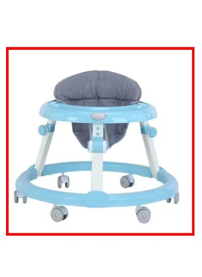 Buy Baby Walker - Baby Walker - To Teach The Child To Walk - Adjustable In Height And Easily Foldable - To Teach Children To Walk And Strengthen Leg Muscles - Anti-Rolling And A Fun Sitter Ideal For The Child And A Designated Place For Food - Light Blue Color in Egypt