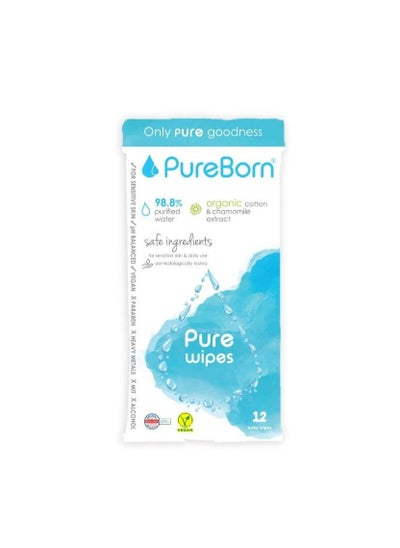 Buy Pureborn Wipes Q-Rail 12 Wipes in UAE