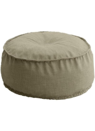 Buy Round Ottomans Floor Linen Cushion Beige in Saudi Arabia