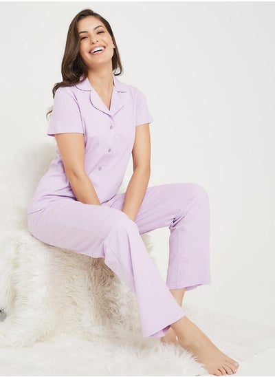 Buy Cotton Jersey Short Sleeve Shirt and Pyjama Set in Saudi Arabia