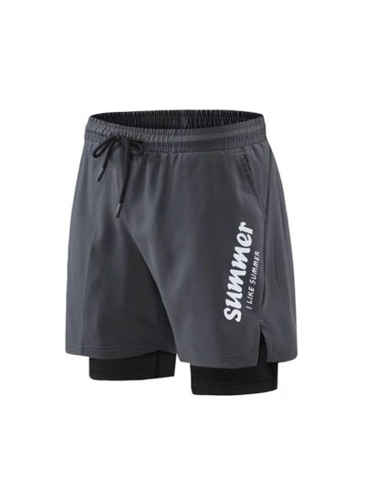 اشتري Fashionable Men's Double-Layer Quick Drying Beach Swimming Shorts في الامارات